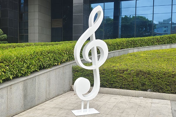 White Stainless Steel Musical Note Sculpture for Outdoor and Indoor Spaces